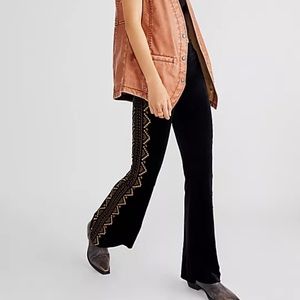 Free People Driftwood Farrah Velvet Flare Pants, XS